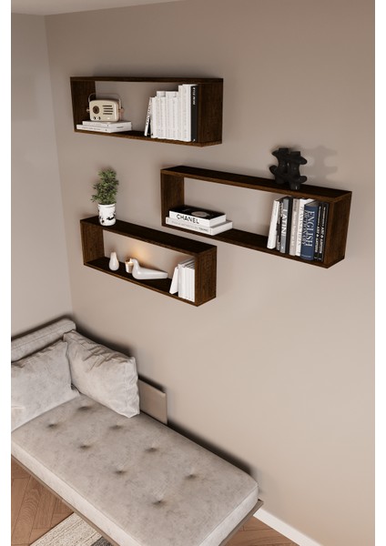 DF05105 3'lü Raf Kitaplık Duvar Rafı Dekoratif Kitaplık modelleri