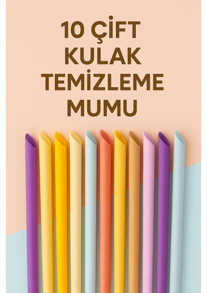 10 Çift Kulak Kiri Temizleme Mumu – Doğal Aromaterapi Kokulu Toplam 20 Adet