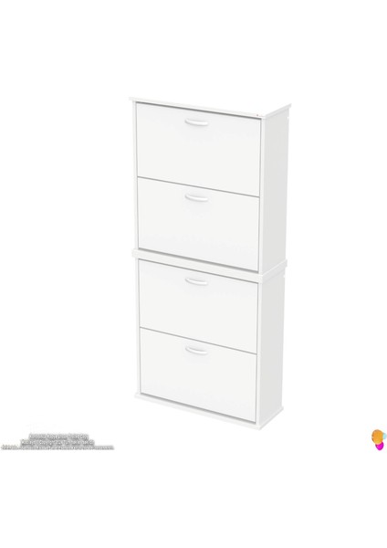 Asaf 2 Li Beyaz Asma Ayakkabılık Antre Hol 4 Düşer Kapak 8 Bölmeli Ayakkabılık 72X148X25,5 cm fırsatları