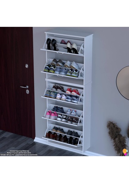 Ikra Cordoba Renk Asma Ayakkabılık Antre 5 Düşer Kapak 10 Göz Bölmeli Ayakkabılık 72X 194 X26 cm modelleri