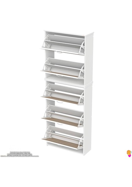 Ikra Cordoba Renk Asma Ayakkabılık Antre 5 Düşer Kapak 10 Göz Bölmeli Ayakkabılık 72X 194 X26 cm