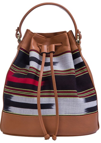 Kuz - Taba Deri ve Kalın Çizgi Desenli Sırt, Omuz ve El Çantası fiyatları