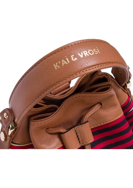 Kuz - Taba Deri ve Kalın Çizgi Desenli Sırt, Omuz ve El Çantası fırsatları