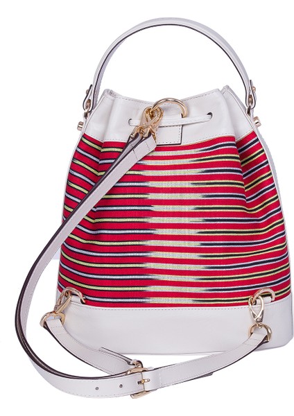 Kuz - Krem Deri ve Ince Çizgi Desenli Sırt, Omuz ve El Çantası modelleri