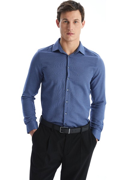 Yeni Sezon Slim Fit Uzun Kollu Armürlü Erkek Gömlek