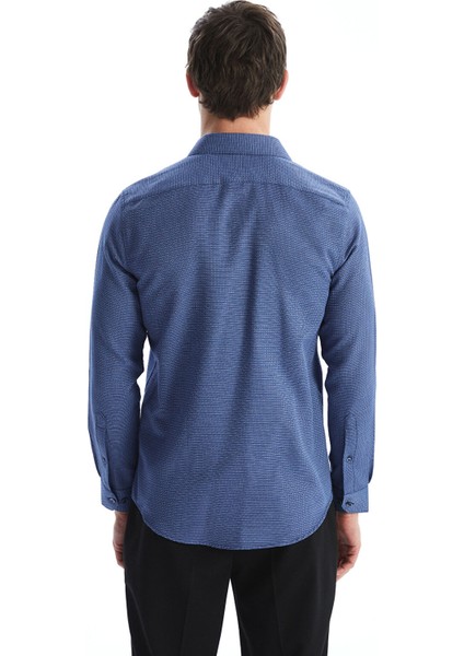 Yeni Sezon Slim Fit Uzun Kollu Armürlü Erkek Gömlek fırsatları