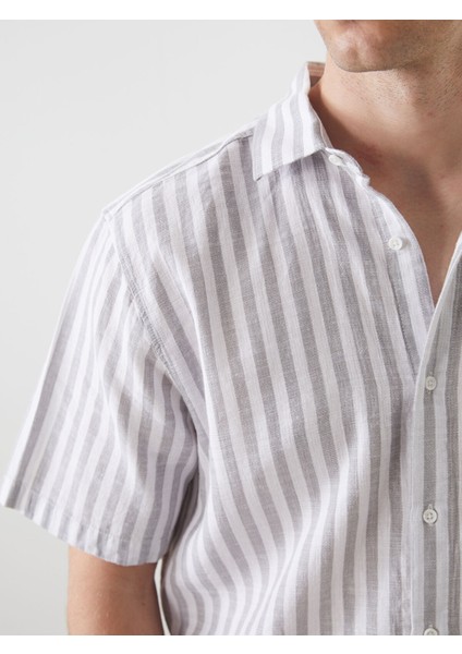 Yeni Sezon Regular Fit Kısa Kollu Çizgili Erkek Gömlek modelleri