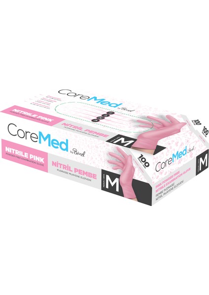 Nitril Pembe Muayene Eldiveni M - 1 Paket 100 Lü fiyatları