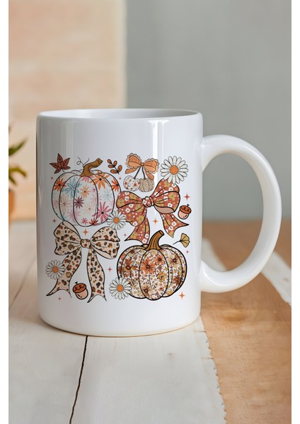 Sonbahar Teması Pumpkin Couqette No:2 Baskılı Hediyelik Kupa Bardak