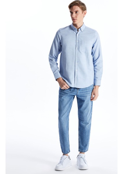 Yeni Sezon Regular Fit Uzun Kollu Armürlü Erkek Gömlek modelleri