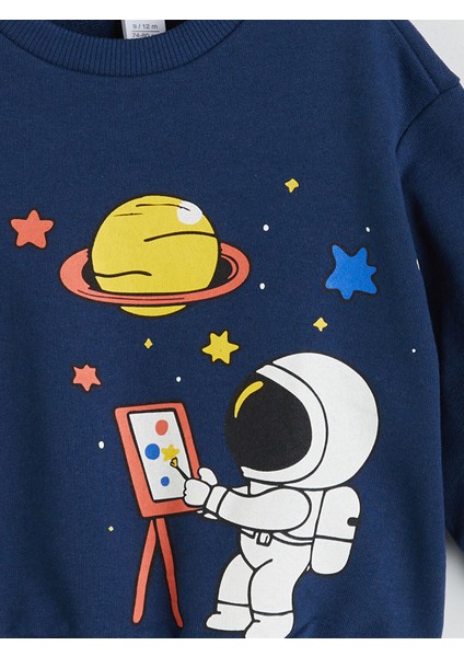 Yeni Sezon Bisiklet Yaka Baskılı Erkek Çocuk Sweatshirt modelleri