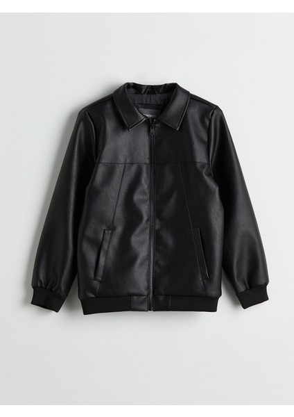 Yeni Sezon Erkek Çocuk Deri Görünümlü Mont