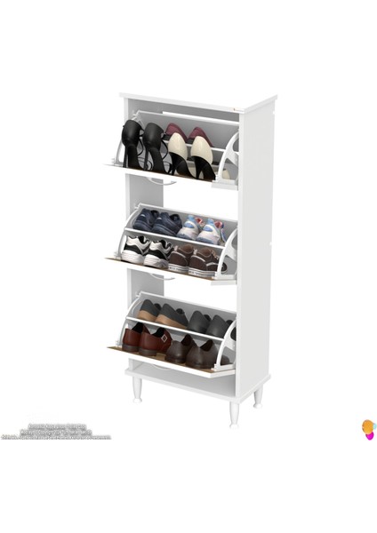 Uygar Meşe Renk Kapı Önü Ayakkabılık 3 Düşer Kapak 6 Göz Raf Bölmeli Ayakkabılık 52X127X25,5 cm modelleri