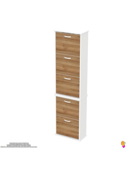 Asil 2 Li Meşe Renk Asma Ayakkabılık Kapı Önü 5 Düşer Kapak 10 Göz Bölme Ayakkabılık 52 X193X26 cm indirimleri