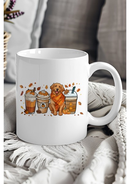 Sonbahar Temalı Kahveler No:4 Baskılı Hediyelik Kupa Bardak