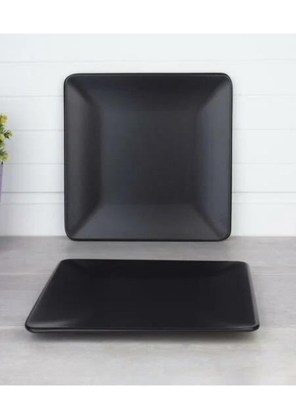 Mat Siyah 4'lü Servis Tabak 22CM