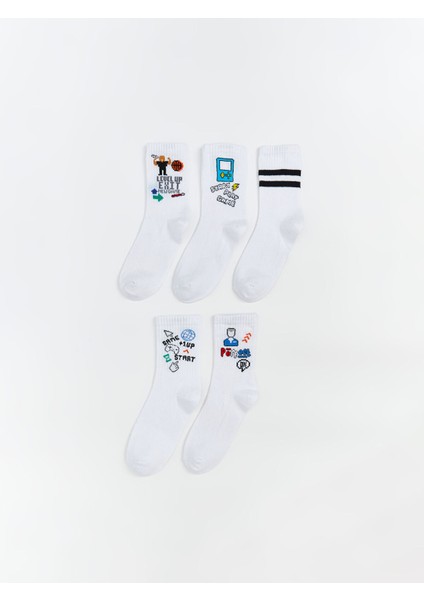 Yeni Sezon Baskılı Erkek Çocuk Soket Çorap 5'li