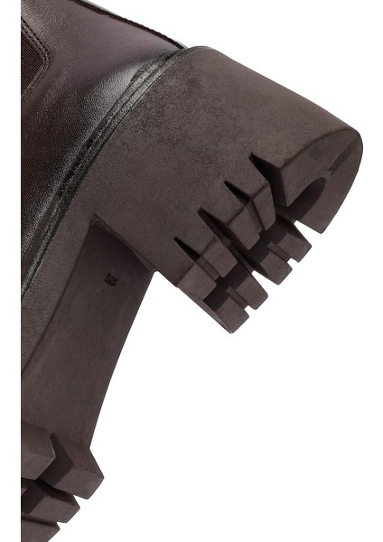 Kadın Kahverengi Kalın Topuklu Deri Chelsea Bot 25WFD511318