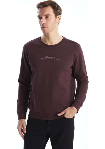 Yeni Sezon Bisiklet Yaka Baskılı Erkek Kalın Sweatshirt