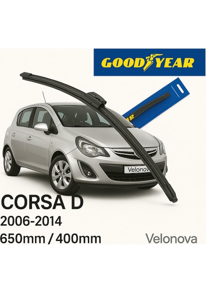 Good Year 2’li Set Muz Tipi Silecek Takımı Opel Corsa D 2006-2014 Ön Cam Sileceği 650MM-400MM