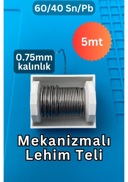 Lehim Teli 0.75MM (Orta Kalın) 60/40 (Kaliteli) – 5 Metre (Mekanizmalı Makara Dahil)