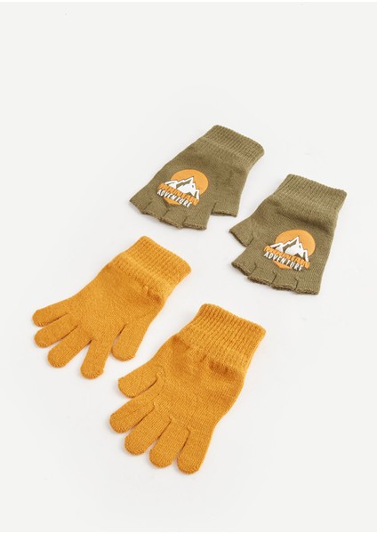 Yeni Sezon Baskılı Erkek Çocuk Triko Eldiven 2'li