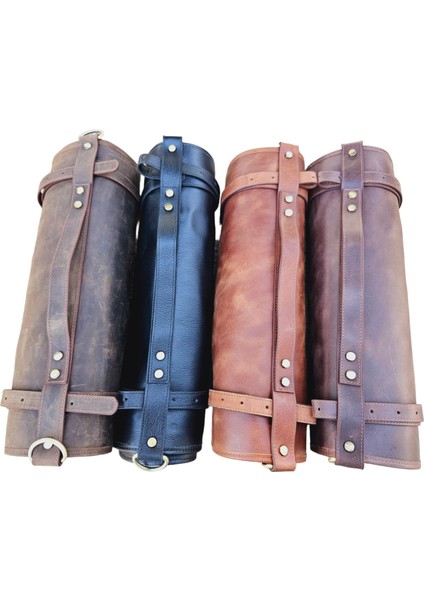 Hakiki Deri Siyah Şef Bıçak Çantası