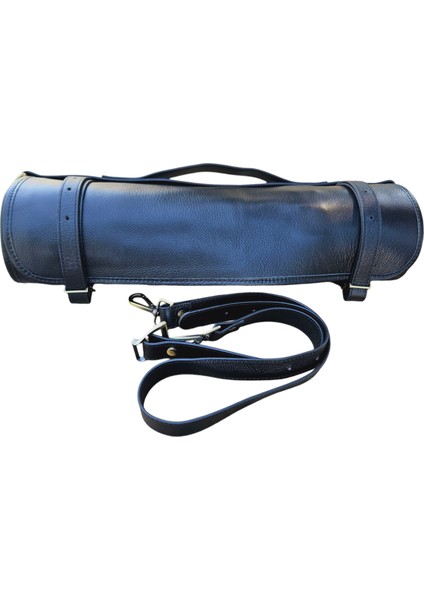 Hakiki Deri Siyah Şef Bıçak Çantası