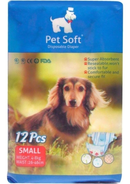 Yumuşak Köpek Alt Tuvalet Bezi Small 26-44CM 12'li, Konforlu ve Güvenli Kullanım
