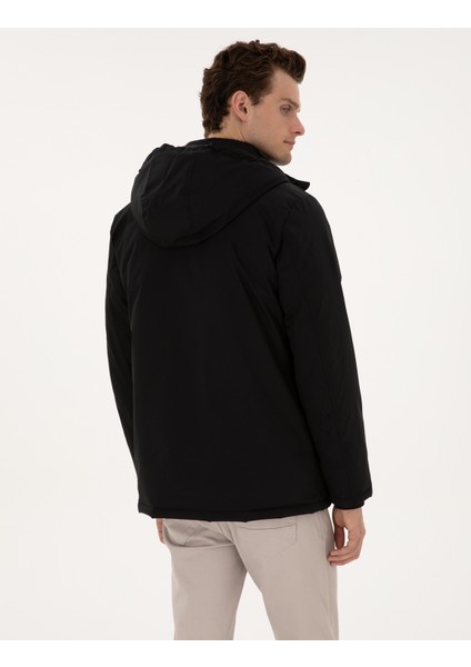 Erkek Siyah Kapüşonlu Mont 50313983-VR046 indirimleri