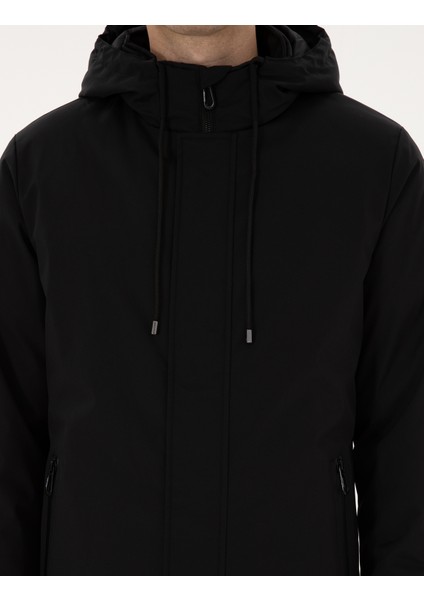Erkek Siyah Kapüşonlu Mont 50313983-VR046