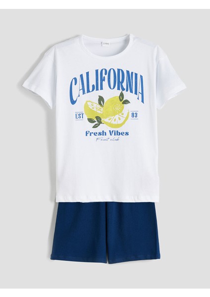 Yeni Sezon Baskılı Erkek Çocuk Şortlu Pijama Takımı