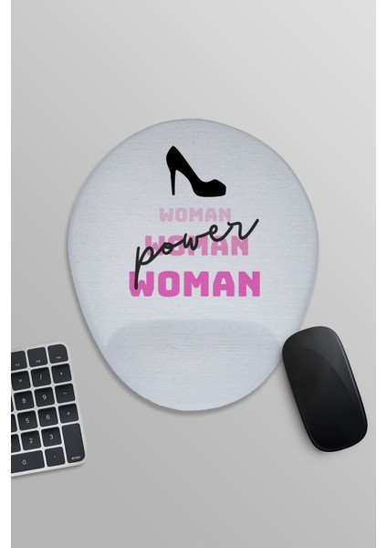 Power Woman Baskılı Uyumlu Oval Bilek Destekli Mousepad