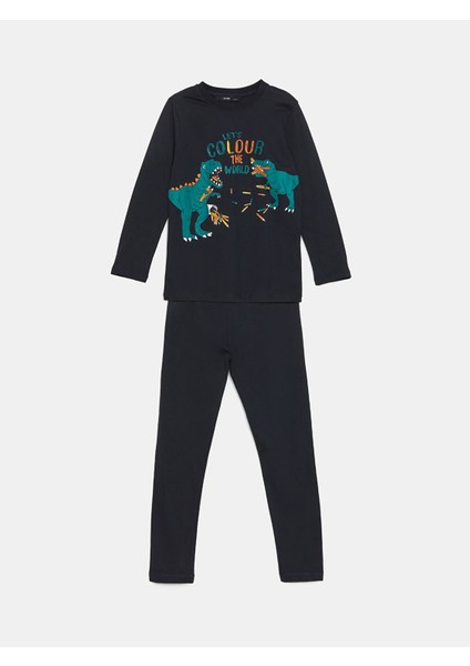 Yeni Sezon Bisiklet Yaka Erkek Çocuk Pijama Takımı