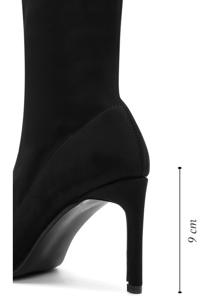 Kadın Siyah Streç Ince Topuklu Bot 25AFD40026F fiyatları