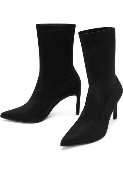 Kadın Siyah Streç Ince Topuklu Bot 25AFD40026F modelleri