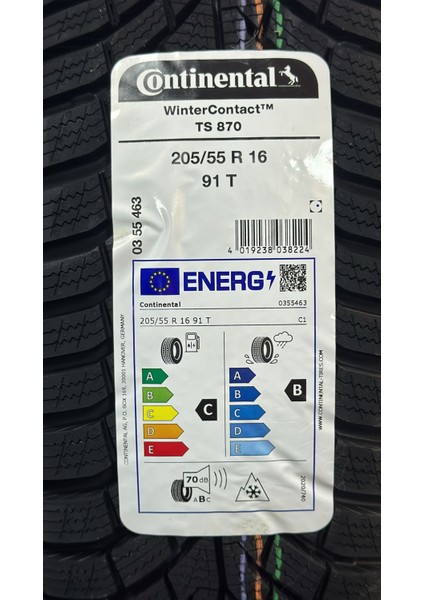 Contınental 205/55 R16 91T Winter Contact TS870 Oto Kış Lastiği (Üretim YILI:2025)