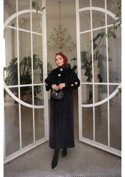 Aslınur Kadın Büyük Beden Çıtçıtlı Fok Kaban