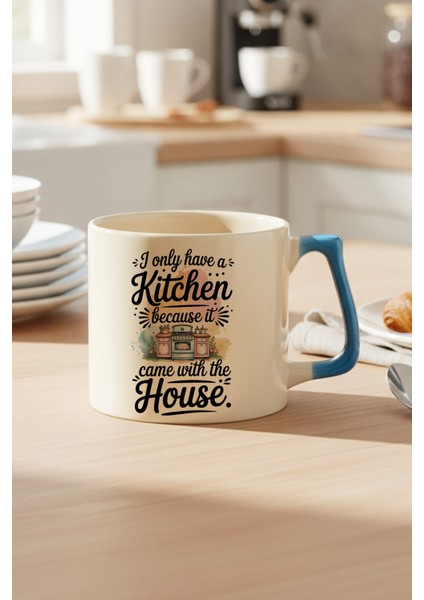 I Only Love Kirchen Baskılı Mavi D Kulplu Kupa Bardak