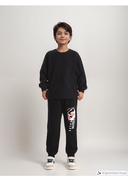 Yeni Sezon Beli Lastikli Erkek Çocuk Kalın Jogger Eşofman Altı