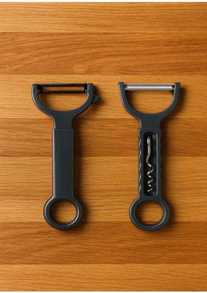 Siyah 4 Fonksiyonlu Açacaklı Soyacak Tirbüşon Kapak Açacağı Sapan Soyacak Tirbüşon 16 cm