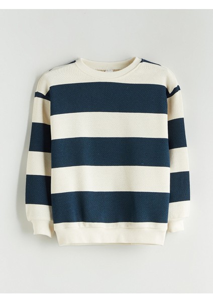 Yeni Sezon Bisiklet Yaka Çizgili Erkek Çocuk Sweatshirt
