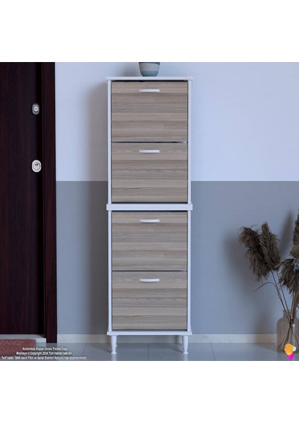 Asaf 2 Li Cordoba Renk Kapı Önü Ayakkabılık 4 Düşer Kapak 8 Göz Bölmeli Ayakkabılık 52X160X25,5 cm modelleri