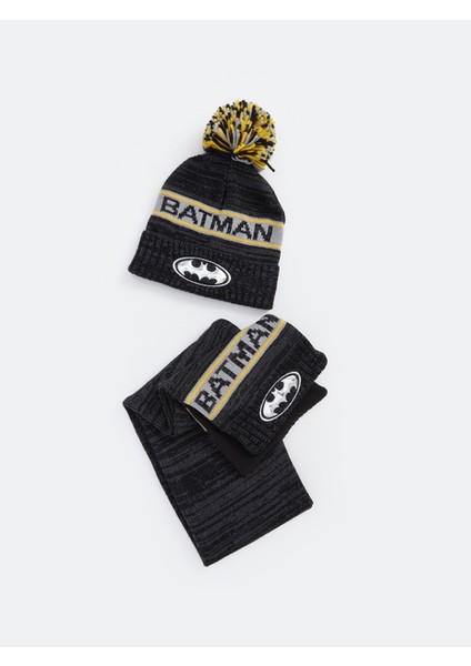 Yeni Sezon Batman Nakışlı Erkek Çocuk Atkı ve Bere Takım