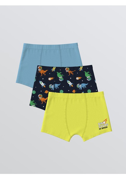 Yeni Sezon Dinozor Baskılı Erkek Çocuk Boxer 3'lü