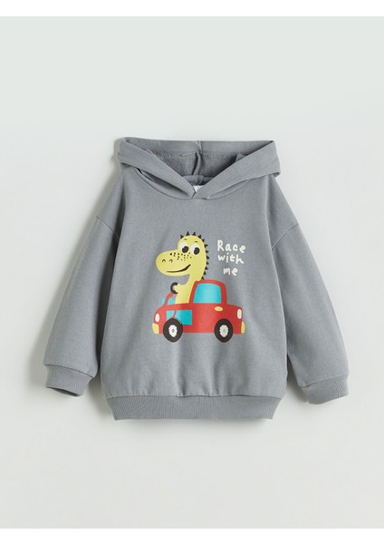 Yeni Sezon Kapüşonlu Baskılı Erkek Çocuk Sweatshirt