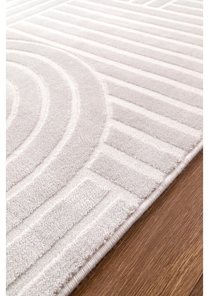 Akrilik Krem Iskandinav Desen Dokuma Halı Bohem Krem Yolluk Akrilik Halı