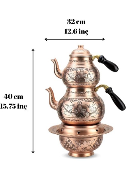 Ocaklı Bakır Çaydanlık - Büyük Boy -Isıtıcılı Bakır Çaydanlık- Jel Yakıtlı Bakır Çaydanlık fiyatları