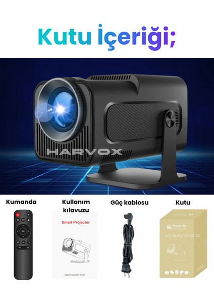 Taşınabilir Mini Projektör, Android, Wi-Fi, Hdmı, USB Desteği, Kompakt ve Yüksek Görüntü Kalitesi