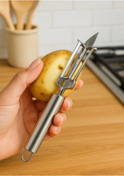 Paslanmaz Çelik Soyacak Oyacak Dilimleyici 22 cm